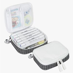 Aesthetic Pencil Bag White and Black Panda Zipper Pouch Fir Adults Teens Kids